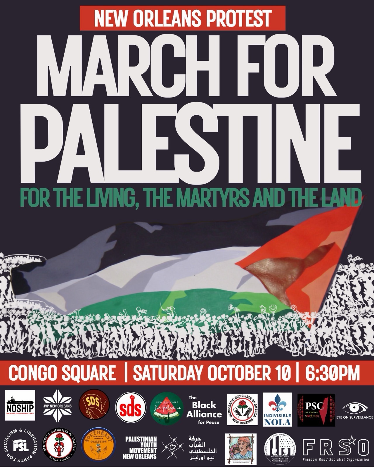 Flyer for an event called March for Palestine